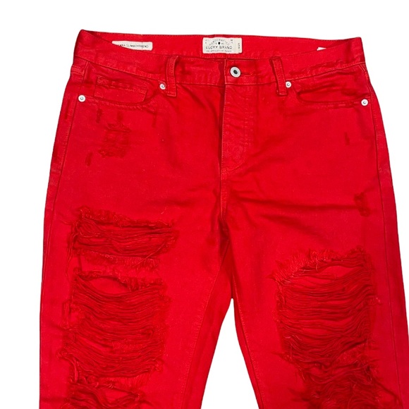 Lucky Brand Women’s Red Slim Sienna Boyfriend Distressed Jeans Size 8/29 - Picture 5 of 11